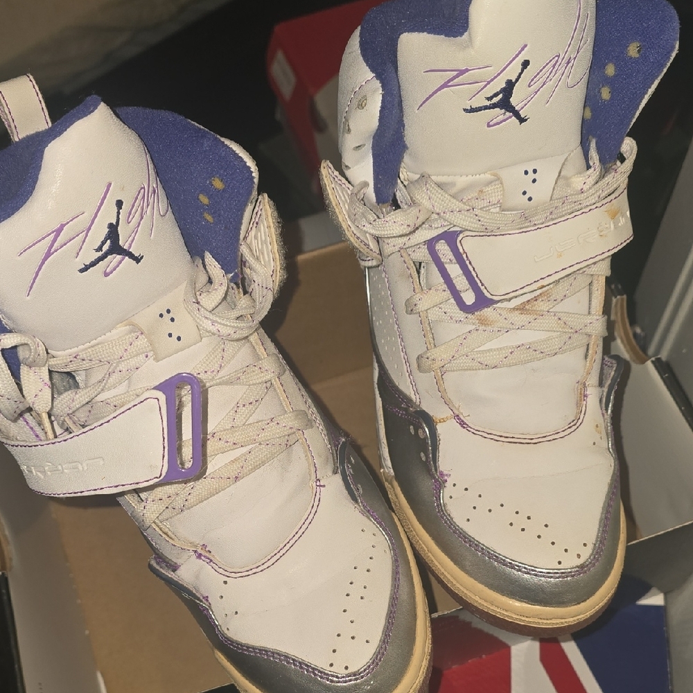 Jordan Kids Sneakers - White, Purple, and Silver